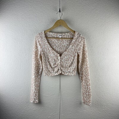 Colsie l S Pastel Pink Animal Leopard Print Super Soft Fleece Cropped Sleep Top