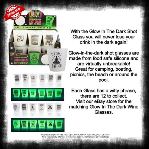 Glow In The Dark SILICONE SHOT GLASS Virtually Unbreakable Brand New - Foto 7 di 33