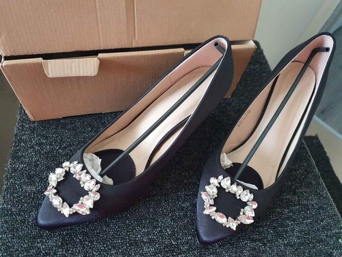 black satin shoes size 7 EEE | eBay