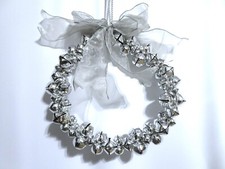Metal Jingle Bells Hanging Christmas Wreath 13 Inch Reflective All Silver Color