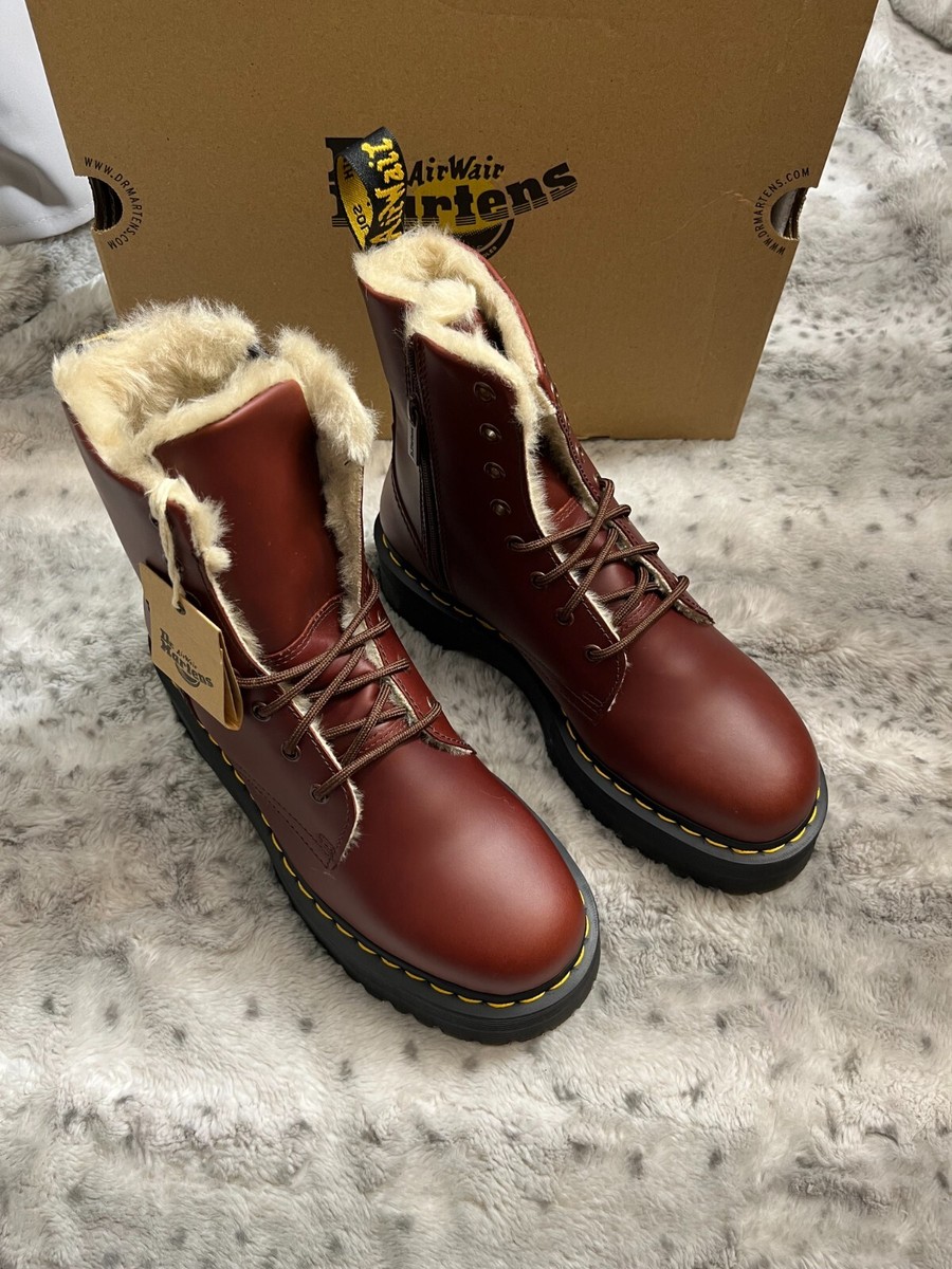 Dr. Martens Jadon Faux Fur Lined Platform Boots in Brown Abruzzo