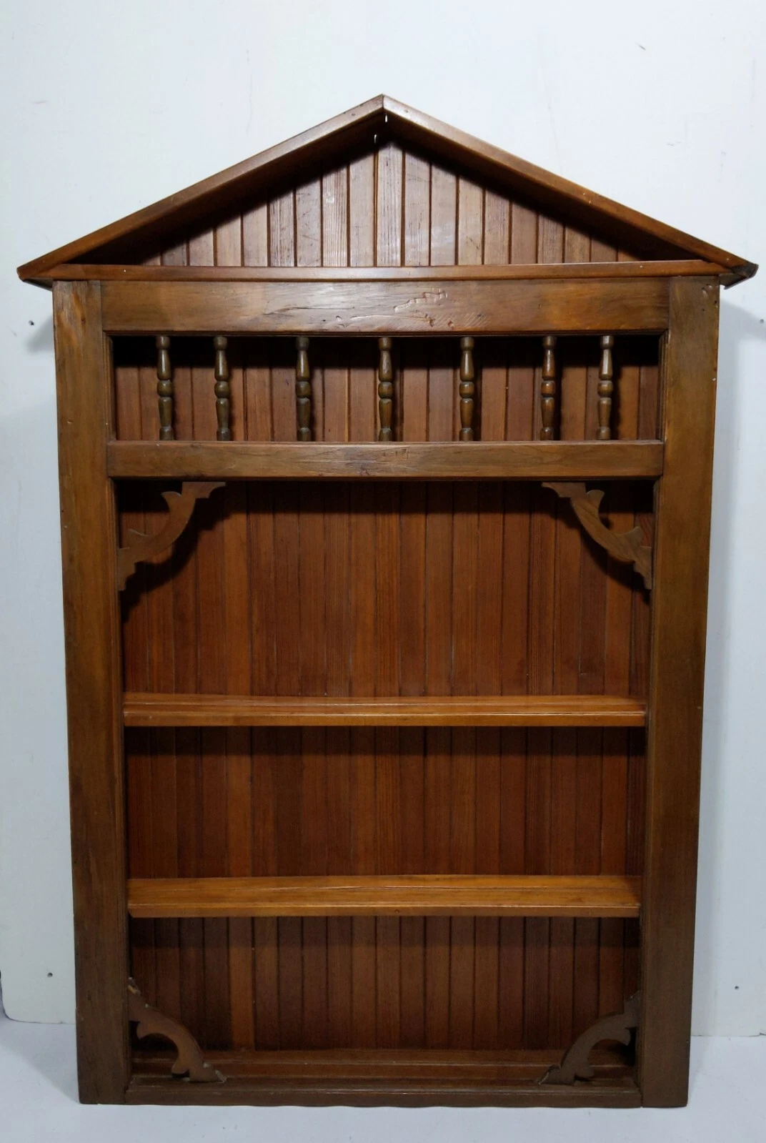 Vintage Rustic Farmhouse Wood Knick Knack Shelf Cabinet Tea Cup Display Curio