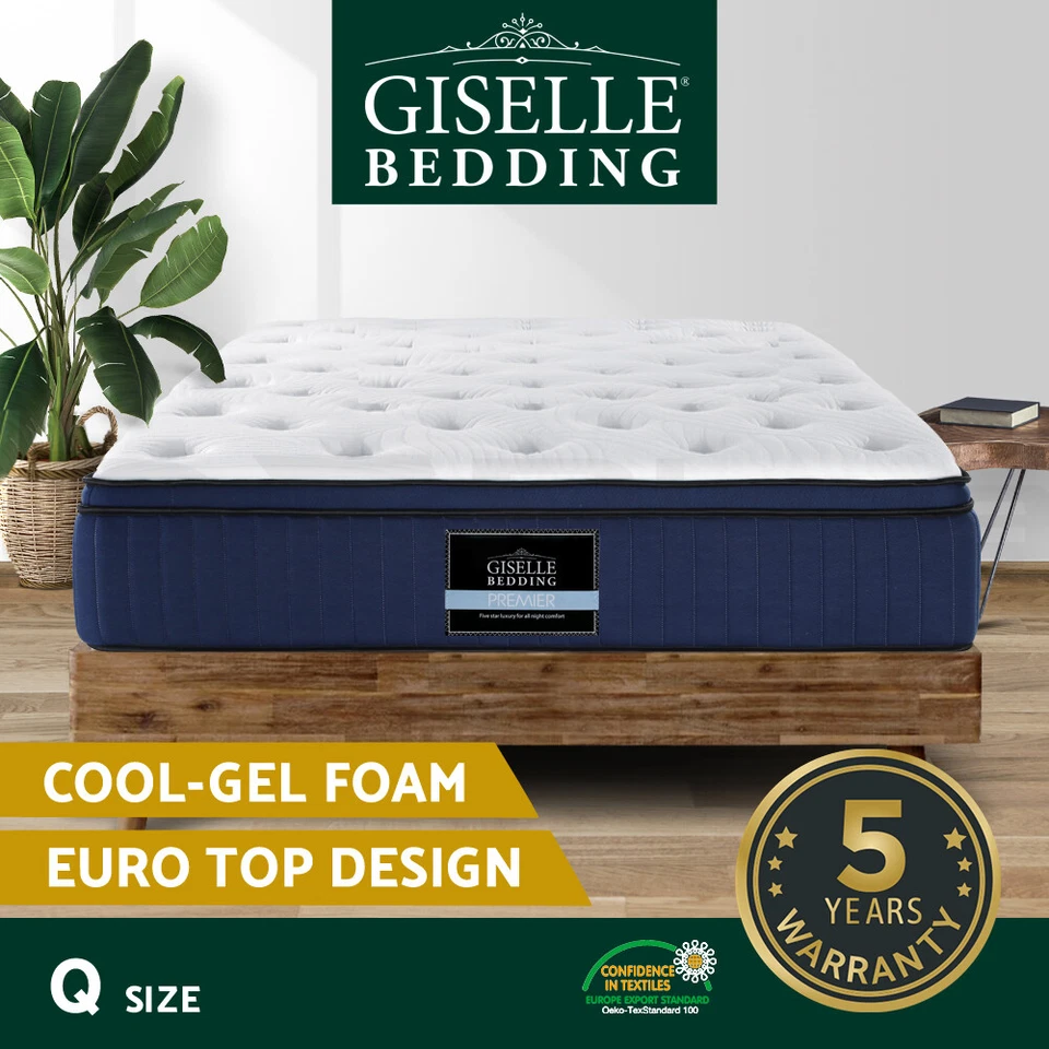 Giselle Bedding 34cm Mattress Cool Gel Memory Foam 7 Zone Pocket Spring Queen