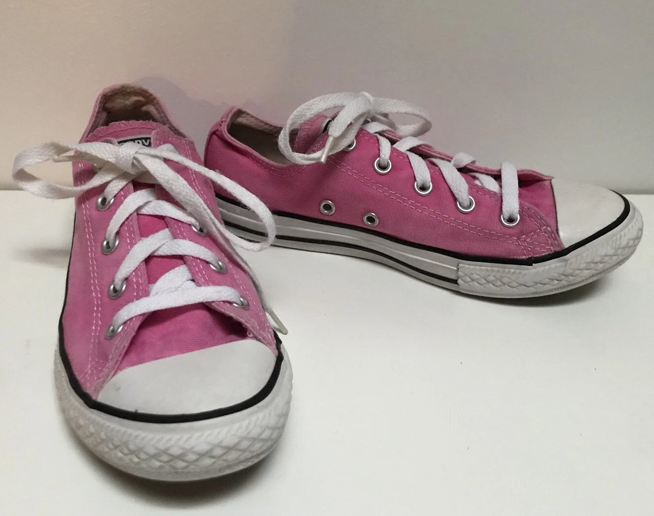 Scarpe da tennis stringate in tela rosa da bambina Converse taglia 3
