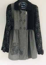 Custo Barcelona Biker Swing Jacket Size 42 Save The Queen Rhinestones Black Grey