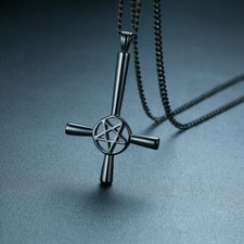 Kreuz umgedrehtes Kreuz Kreuzkette Kruzifix Pentagram Gothic Punk Satan schön