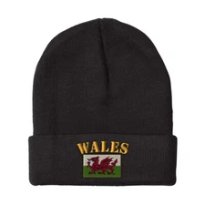 Beanies for Men Wales Flag Embroidery Winter Hats Women Acrylic Skull Cap