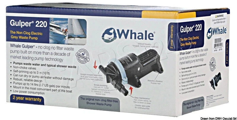 Whale Gulper 220 Shower and Waste Pump 12v BP1552