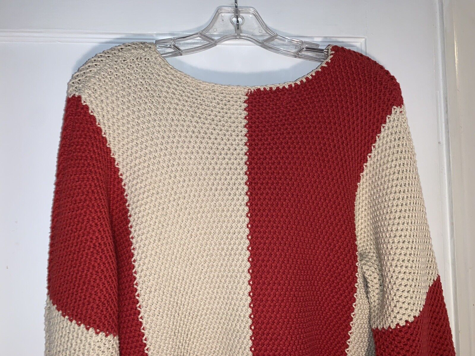 Raquel Allegra Bold Stripe Sweater  Red Tan Size … - image 7