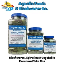 45% Blackworm & Vegetable-Spirulina Flake Mix for Cichlids & Tropicals. AF JAR