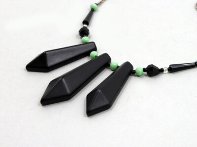 FIFTIES DESIGN KETTE ° Chrom ° Galalith Bakelit ° Chrom ° Glas ° NECKLACE