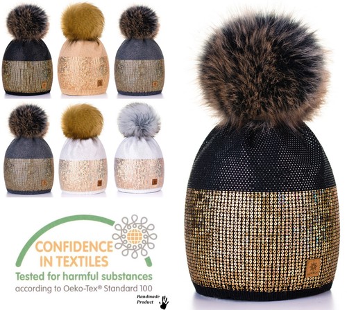 Mujeres Damas Invierno Gorro Sombrero Cálido Tejido Con Imitación Grande Pom Pom Sombrero Cálido - Imagen 6 de 24