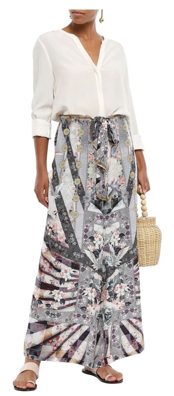 O/S NWT CAMILLA Pants IN HER SHOES 100% SILK Lounge Trousers Tie Waist Comfort
