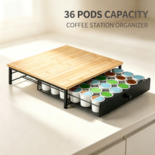 36 Pods Coffee Pod Drawer, Iron Capsule Storage Organizer for Coffee Station