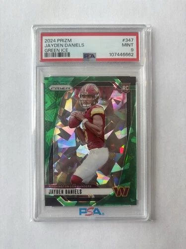 2024 Panini Prizm - Rookies Jayden Daniels #347 Green Ice Prizm (RC) PSA 9