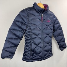 The North Face Aconcagua Down Puffer Jacket Girls Large 14/16 Blue Quilted