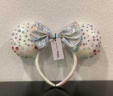 BaubleBar Disney Iridescent Fabric Bow Minnie Mouse Ears Headband 10"x8" Crystal