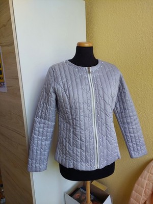   Boutique Leichte Übergangs Jacke Grau Mit Perlen Applikation  .Gr.xl 40-42 