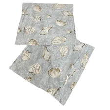 2 Pottery Barn Pillow Cushion Covers Large 30x28 Org Cotton Seashells Nautical