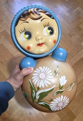 Vintage Roly Poly Doll Soviet Roly Poly Toy Noise Maker Celluloid 1950th