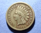 1862 Copper Nickel Indian Cent  Fine