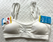 New Hanes 2 Pack Girls Sz Small 6-7 White Comfort Flex Fit Padded Training Bra