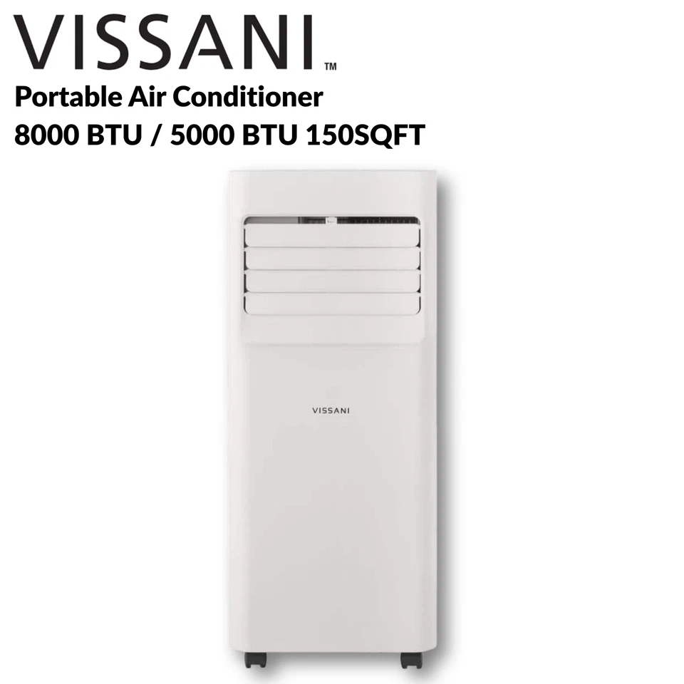 Vissani Portable Air Conditioner 8000 BTU/5000 BTU 150SQFT White Refurbished