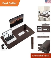 Elegant 35.4" x 17" Leather Desk Pad - Non-Slip, Easy-Clean Mat for Home Office