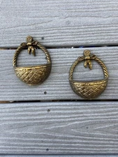 Vintage Pair of Mini Wall Pocket Baskets Gold Plastic by Burwood MCM Made In USA