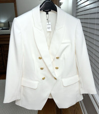 NWT Express Women's White Blazer Size 12 Gold Buttons 158