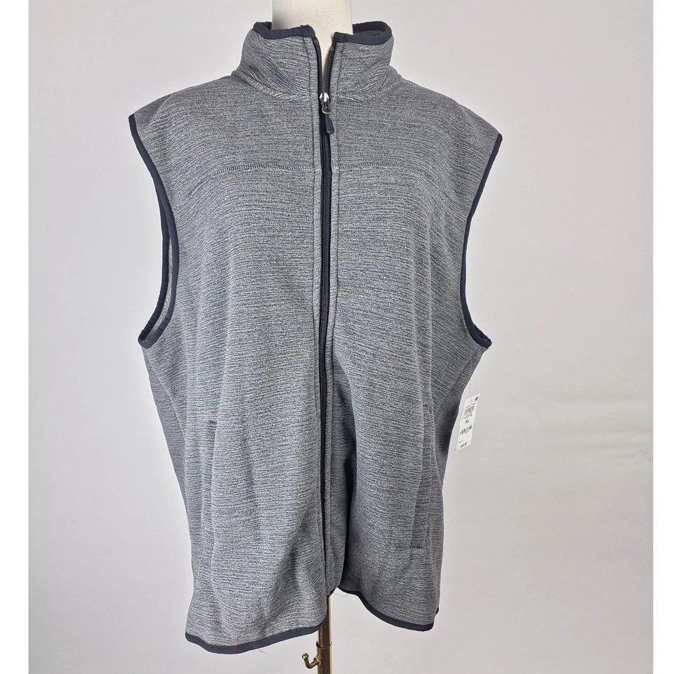 Chaleco Club Room Para Hombres XL Gris Cremallera Completa Vellón Sólido Cuello Simulado Prendas exteriores sin mangas Foto 2 de 4