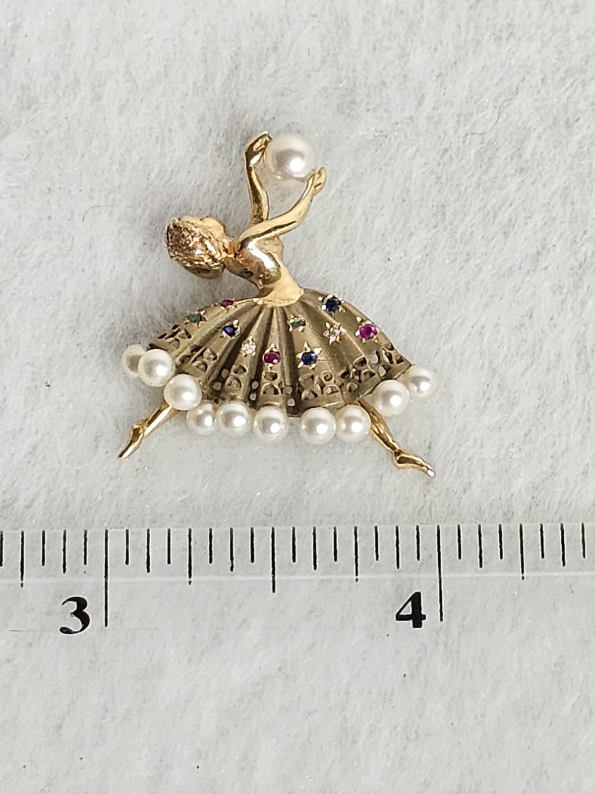 Vintage Solid 14k Gold Ruby Sapphire Diamond Emer… - image 4