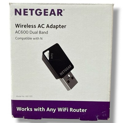 Netgear Wireless AC Adapter AC600 Dual Band In Original Box With Manual & CD