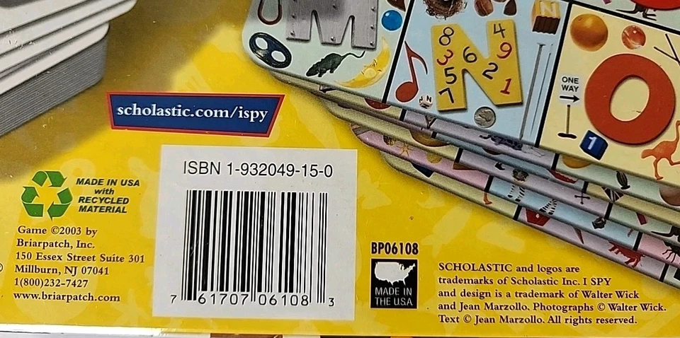 I SPY BINGO Briarpatch Game 4yrs+ Kids Children Family Fun NIB Sealed Gift Idea - Image 4 of 4