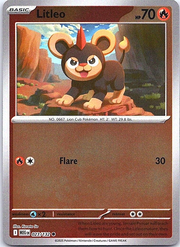 Litleo Reverse Holo Common ME01: Mega Evolution 023/132 NM