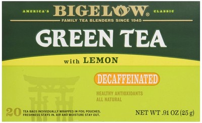BIGELOW / Green Tea with Lemon- Decaffeinated/ (3) BOXES of 20 Tea Bags = 60 NEW