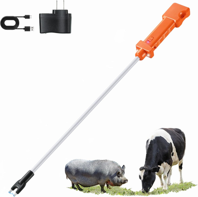 #ad Cattle Prod Rechargeable Electric Livestock Prod with 2 LED Lights Waterproof $45.99