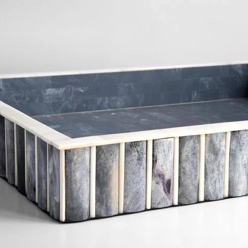 Cyan Design 11837 Lapis Blue and White Tray, Small - Picture 4 of 7