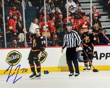RYAN LOMBERG SIGNED 8x10 #4 - CALGARY FLAMES  - FIGHT - BLASTY JERSEY - w/COA