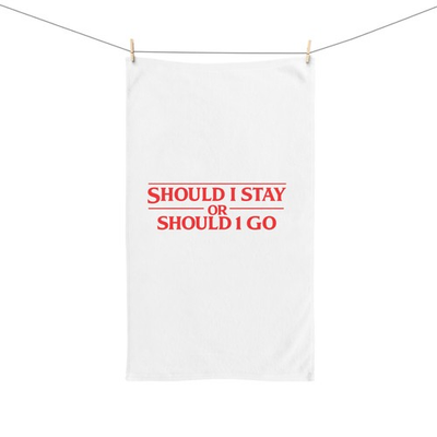 #ad #ad Should I Stay Or Should I Go hand towel Red Text Typography $16.10