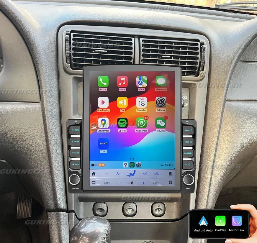 9.7“ Carplay For 1994-2004 Ford Mustang Car FM Radio Stereo Android 15 GPS + Cam Foto 2 de 4