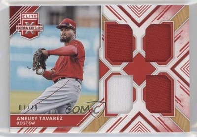 2018 Panini Elite Extra Edition Quad Materials Red 7/49 Aneury Tavarez 0e2x