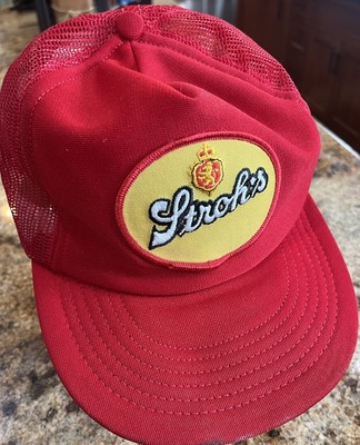 VTG Strohs Beer Promo Round Patch Trucker Mesh Snapback Cap Hat