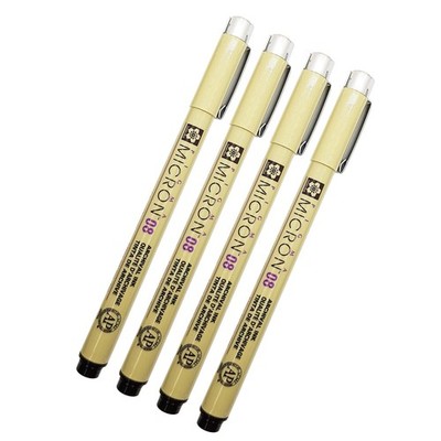 Sakura Pigma Micron 08 Black Pen 0.5mm Line Width 1 Count (Pack of 4), 