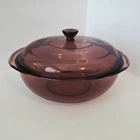 Vintage Cranberry Glass Pyrex 2 Quart Casserole Dish With Lid - Clean No Chips!
