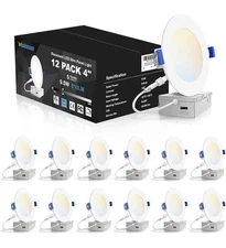 12 Pack 4 inch Recessed Lighting, 5CCT LED Recessed Light with Junction Box, ...