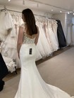 Sincerity Bridal Gown Fit and Flare Dress with Illusion Back and Crepe Skirt