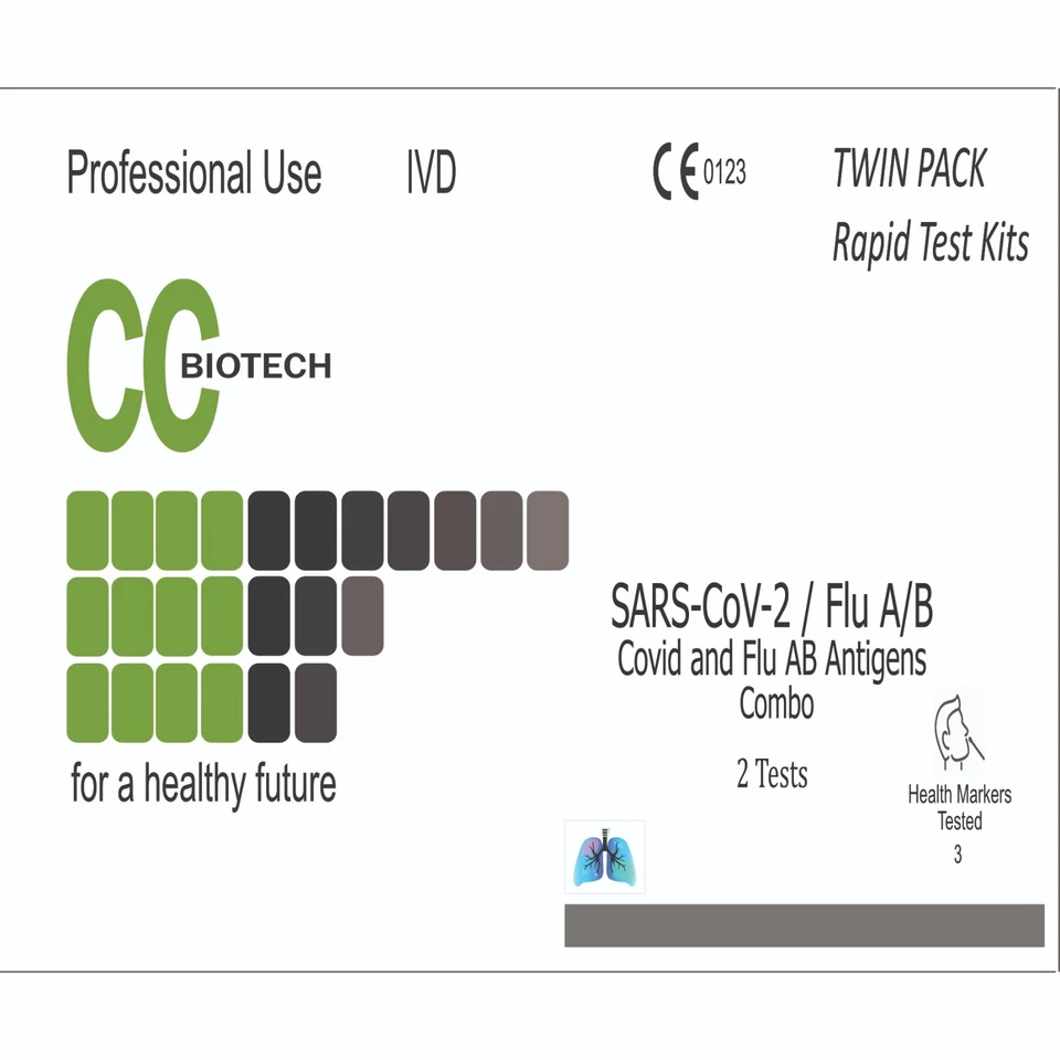 CCB Twin Pack sars and flu test. Rapid result test kit.