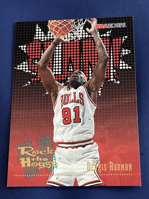 DENNIS RODMAN, 1995-96 NBA HOOPS SLAM ROCK THE HOUSE #376, BULLS