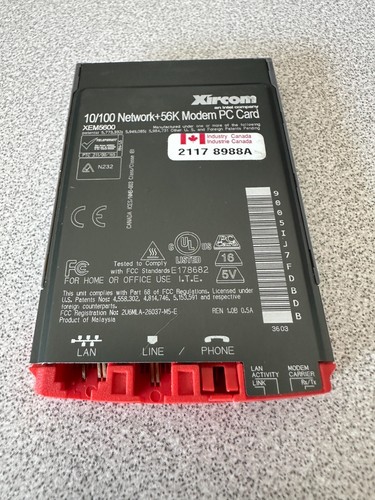 Xircom XEM5600 Ethernet 10/100+ Modem 56K PCMCIA PC-Karte - Bild 2 von 4